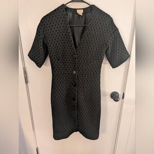 H&M Black Textured Button-Front Women's Dress